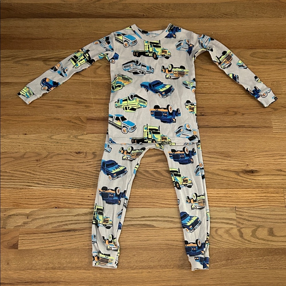 GAP Kids Truck Print Organic Cotton Pajama Set - Blue and Green size 5